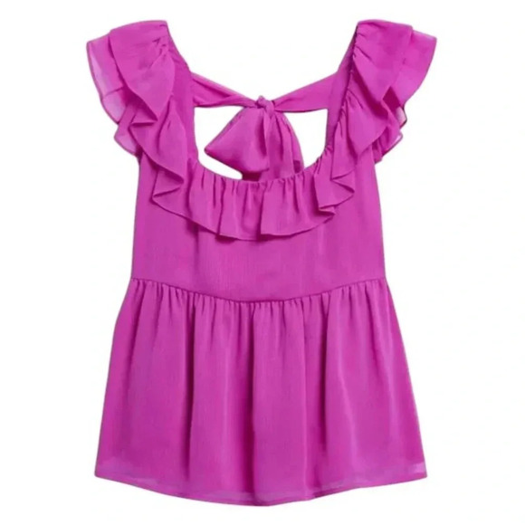 NWT  Banana Republic Factory Flutter Tie-Back Tank Top Blouse Magenta Size Large - Picture 3 of 14